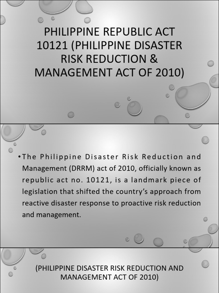 Philippine Republic Act 10121 Philippine Disaster Risk Reduction ...