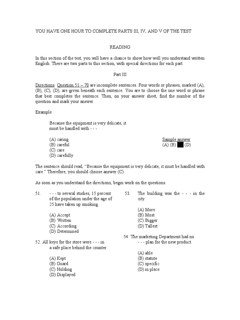 Contoh Soal Toeic Dan Pembahasannya Pdf 2020