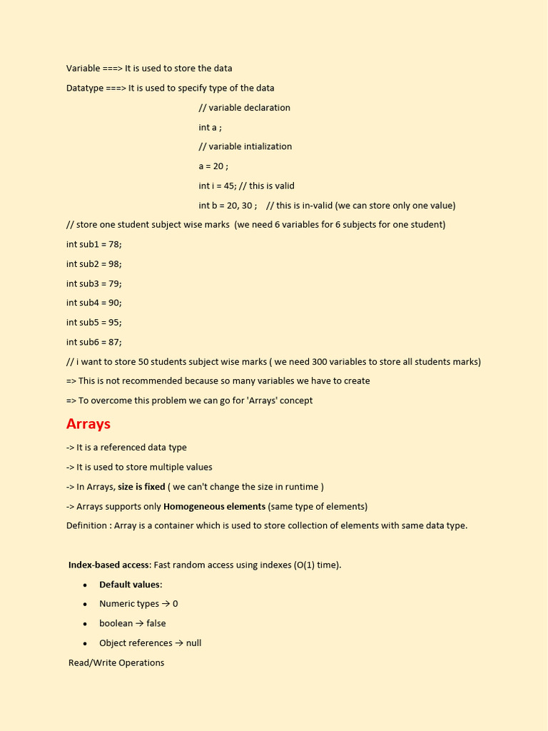 Arrays | PDF | Integer (Computer Science) | Data Type