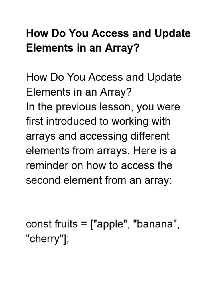 How Do You Access and Update Elements in An Array | PDF