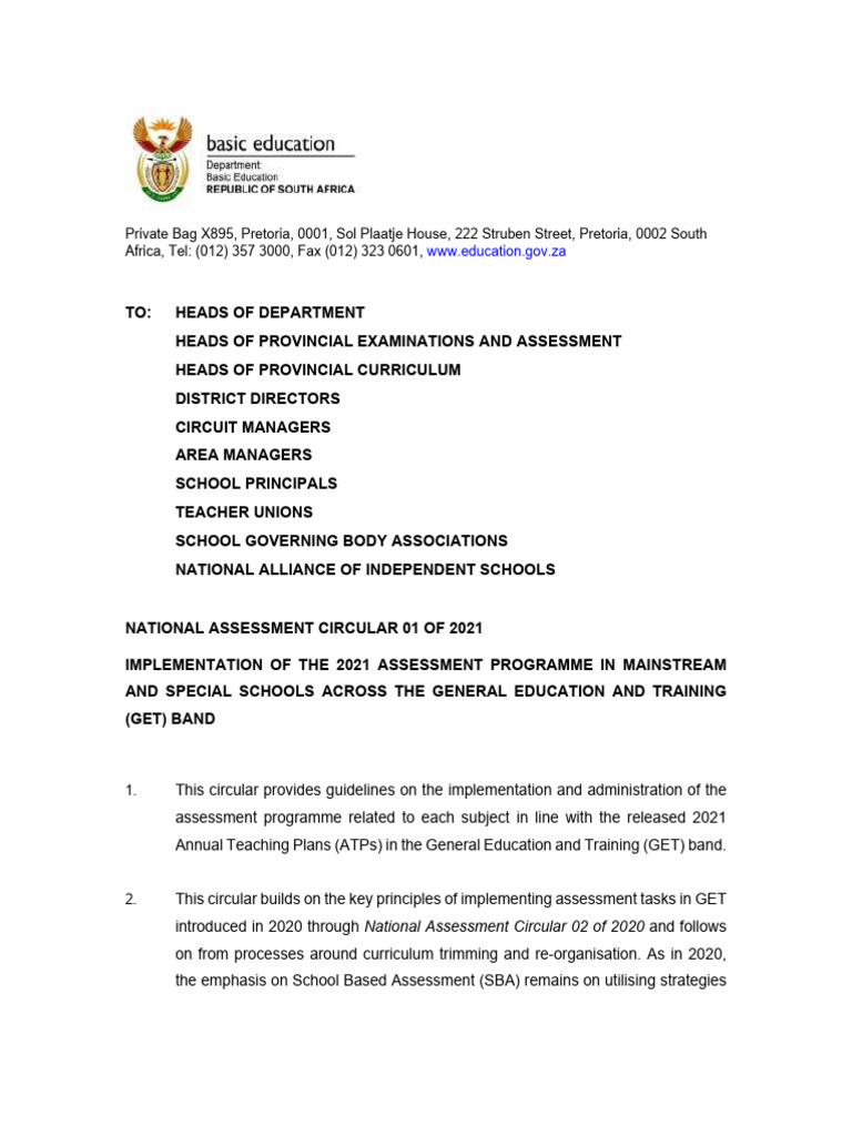 NA Circular No. 1 of 2021 (1) - Compressed | PDF | Educational ...