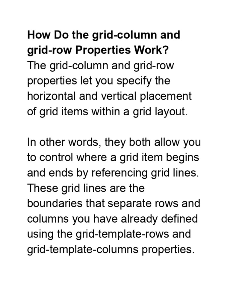 How Do the Grid-column and Grid-row Properties Work | PDF | Computer ...