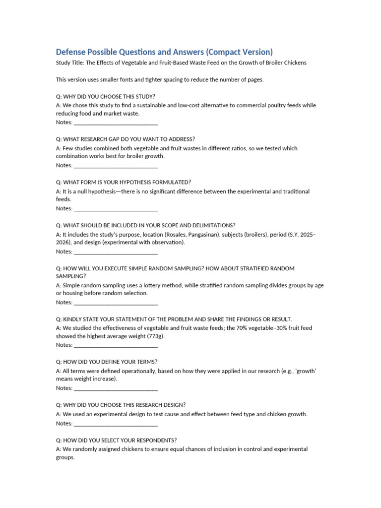Defense Possible Questions and Answers Compact | PDF | Student's T Test ...