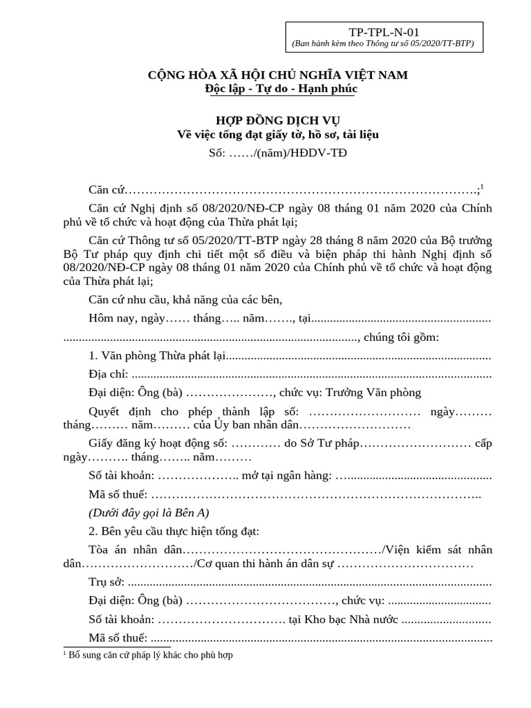 Hop Dong Dich Vu Tong Dat | PDF