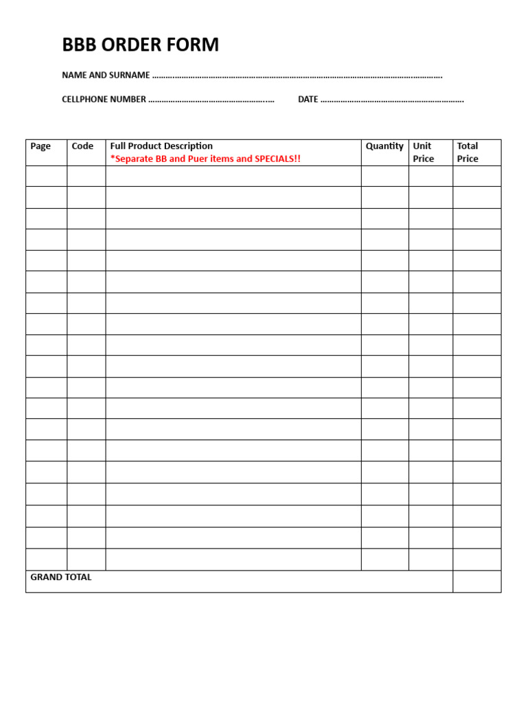 Order Form X | PDF