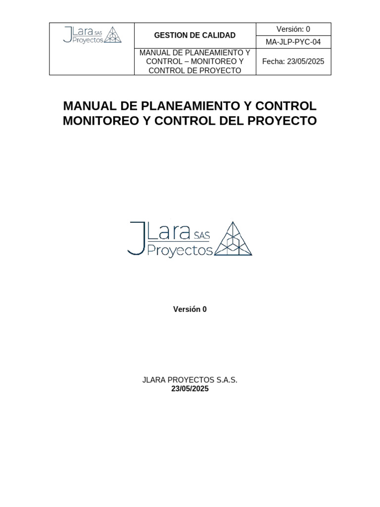 Ma-Jlp-Pyc-04 Manula de Planeamiento y Control Fase Monitoreo y Control ...