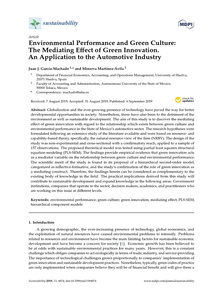 (Green Culture - Green Innovation) - Environmental Performance and ...