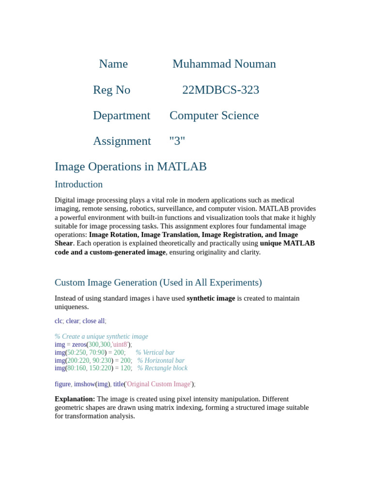 22MDBCS - 323 Muhammad Nouman | PDF | Computer Graphics | Imaging
