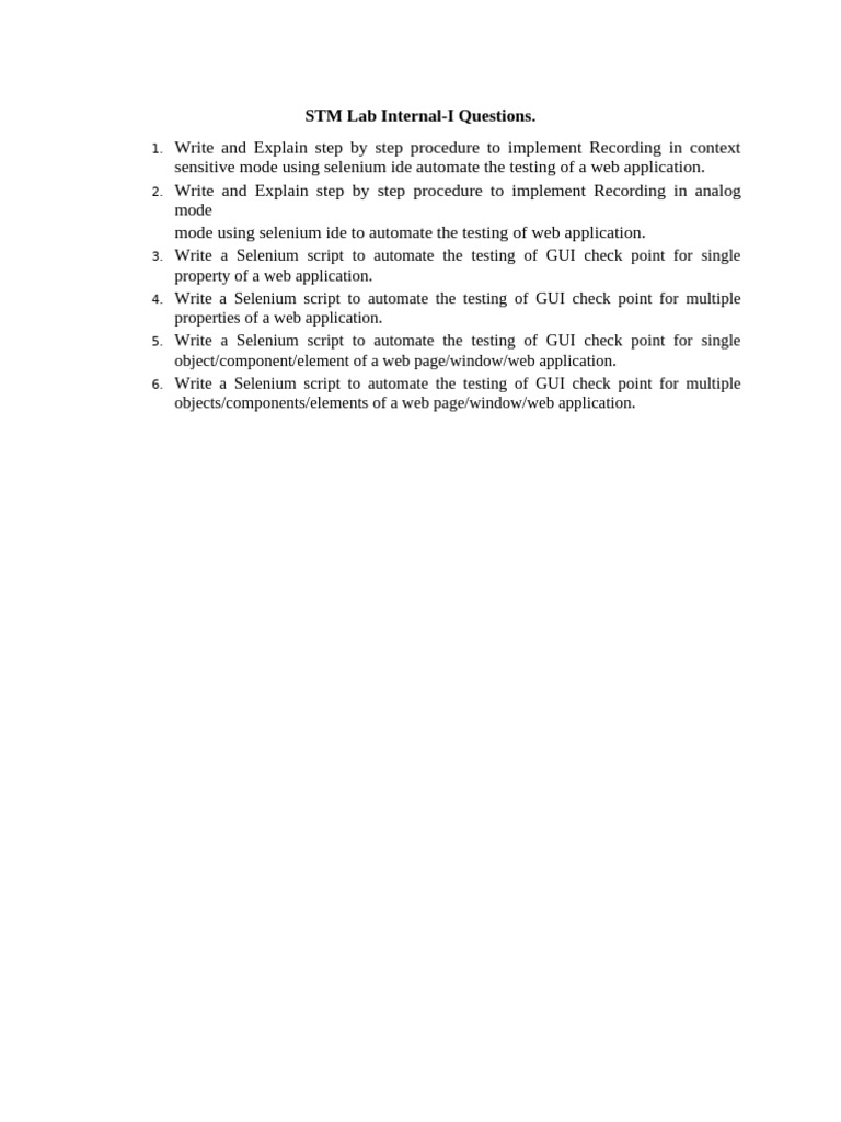 STM Lab Internal-I | PDF
