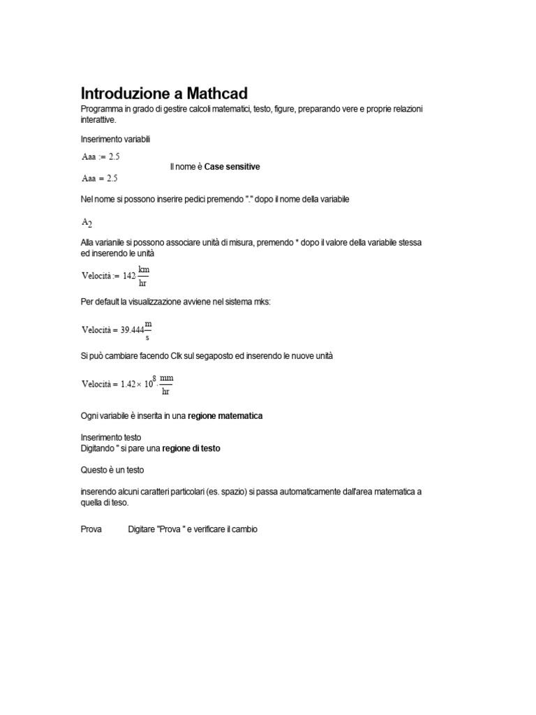 Introduzione A MathCad | PDF