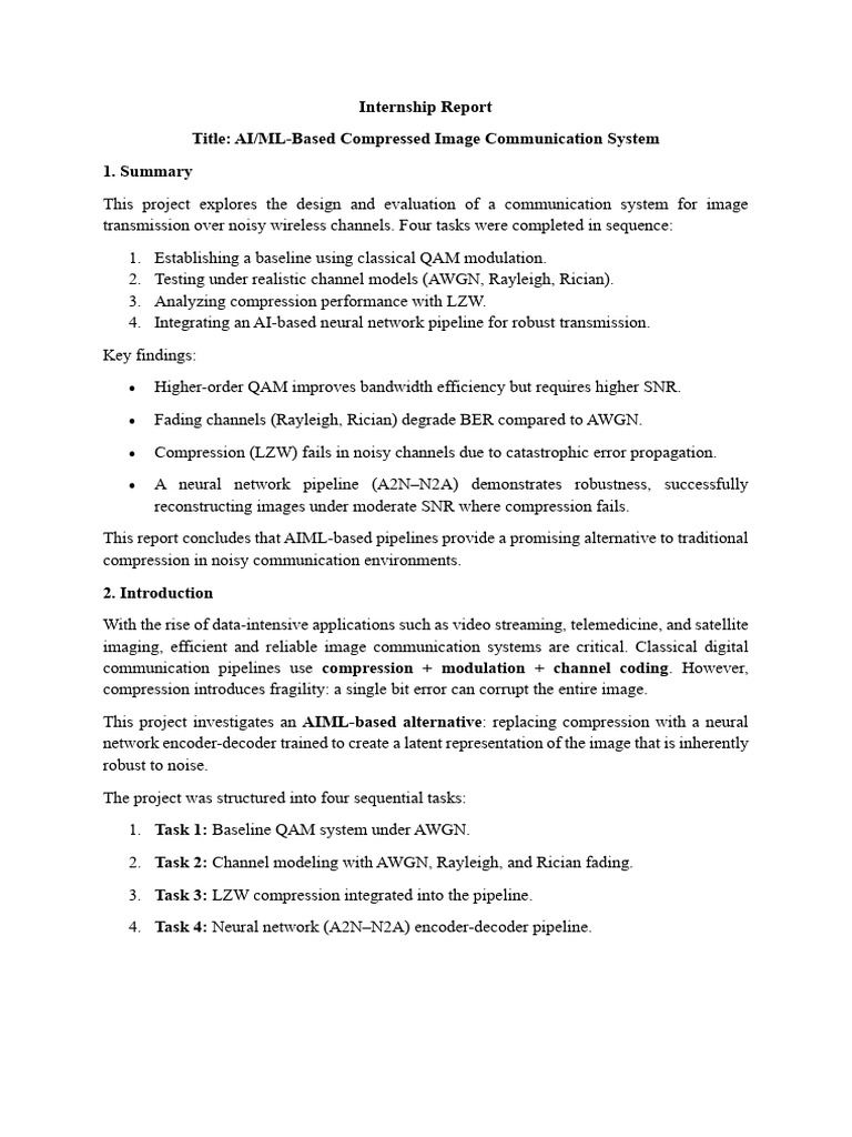 IEEE SPS Internship Report | PDF | Signal To Noise Ratio | Data Compression
