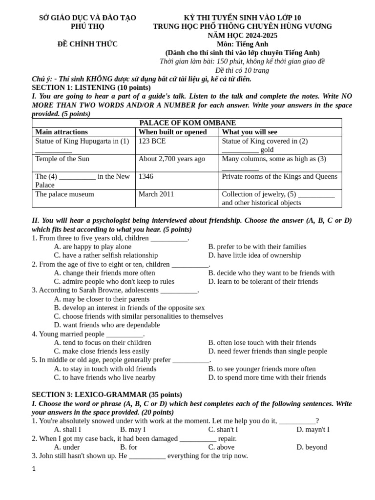 Test 26 Lop 9 Chuyen | PDF | Oceanography | Oceans