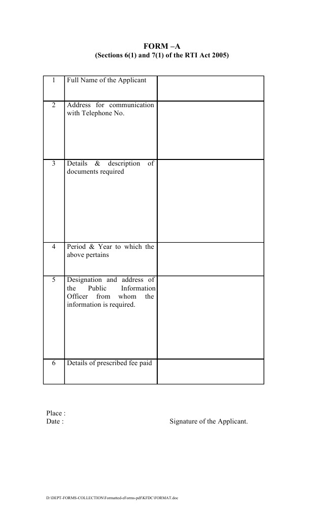 RTI Application Form - Karnataka | PDF