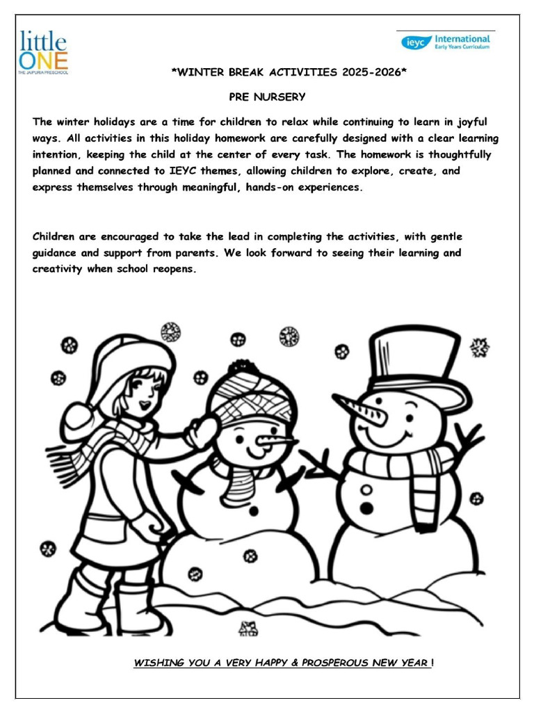 Winter Holiday Homework 25-26 | PDF