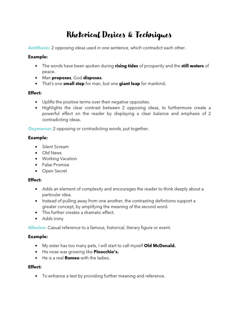 Rhetorical Devices | PDF