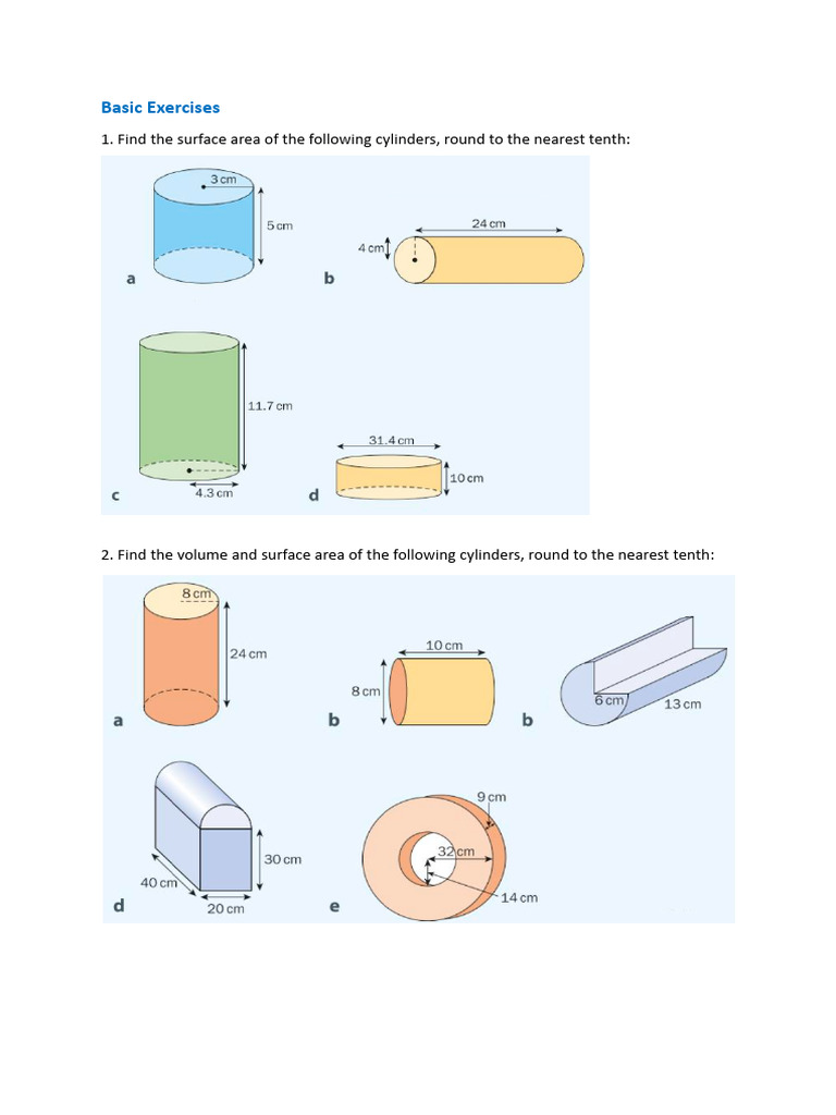 G11 AA SL Surface Area Practice .Docx | PDF