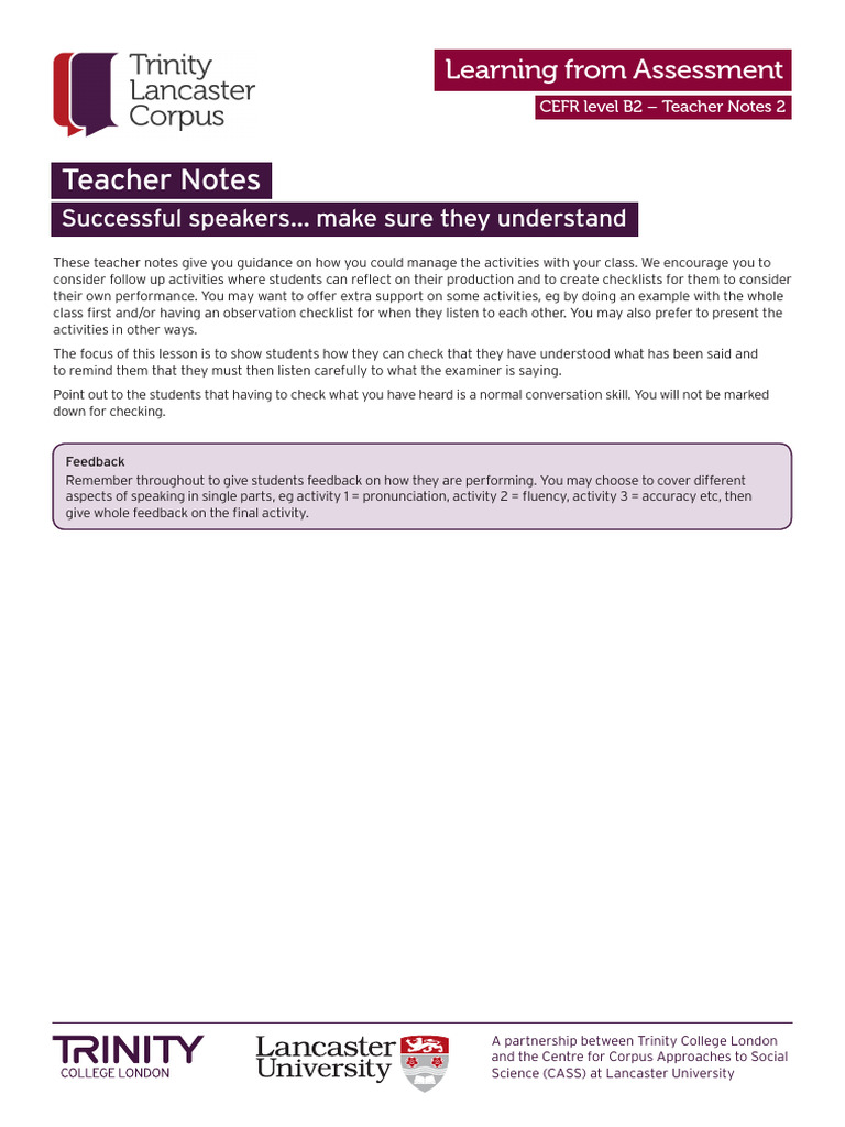 B2 - Teacher Notes 2 | PDF | Human Communication