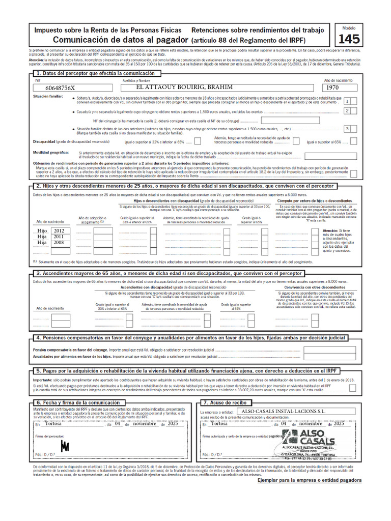 Modelo 145 | PDF