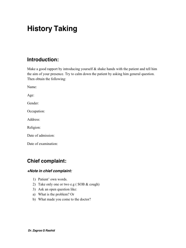 History Taking 1 | PDF