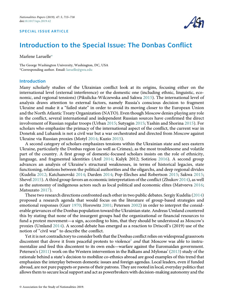 Introduction To The Special Issue The D | PDF | Ukraine | Russia