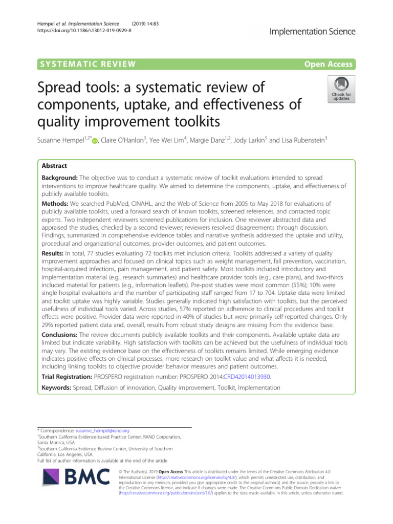 Spread Tools A Systematic Review | PDF | Systematic Review | Evaluation
