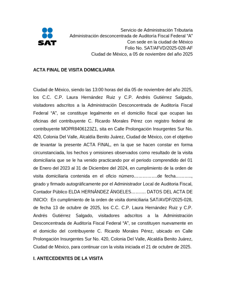 Acta Final | PDF | Contabilidad | Impuesto sobre la renta