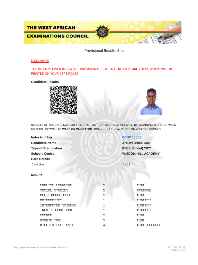 WAEC Candidate EResults | PDF