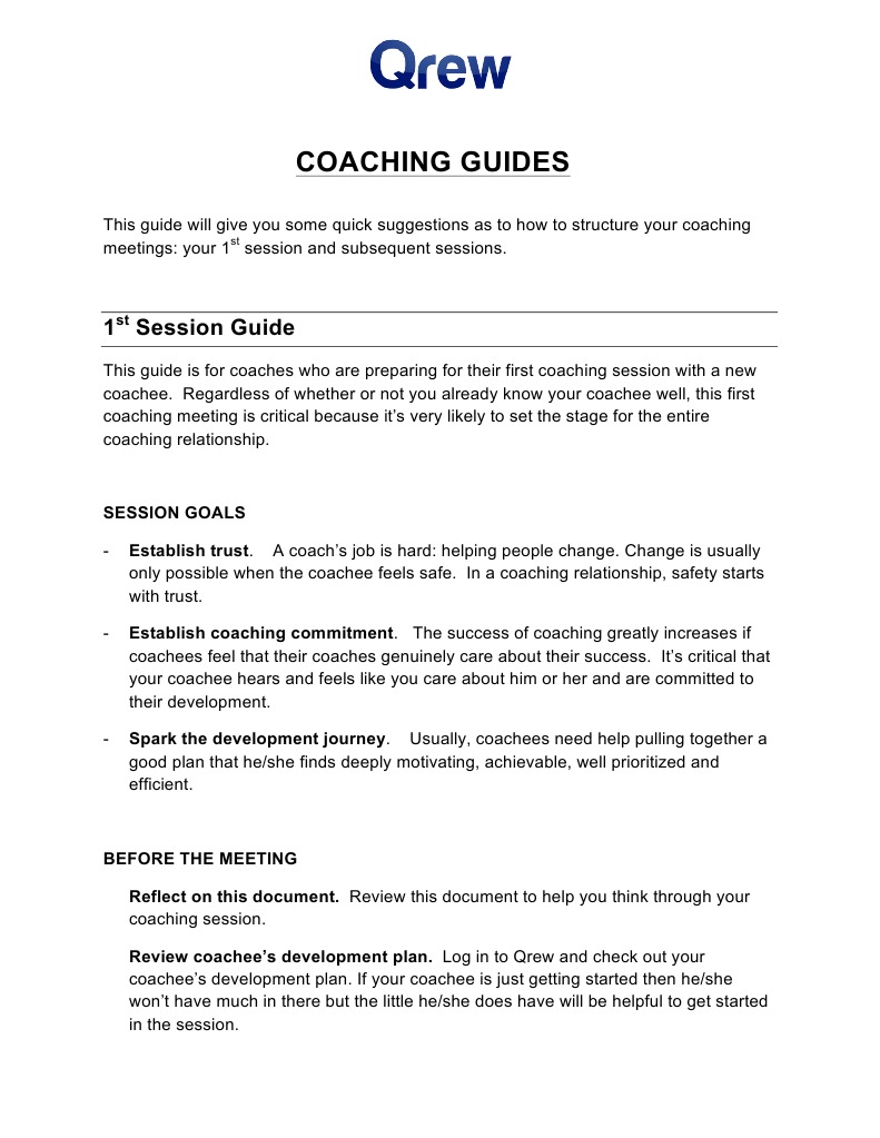 Coaching Session Guide 4 Pdf Goal Psychological Concepts