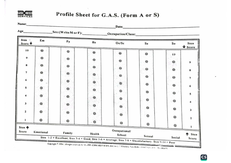 GAS Profile Sheet 1 | PDF
