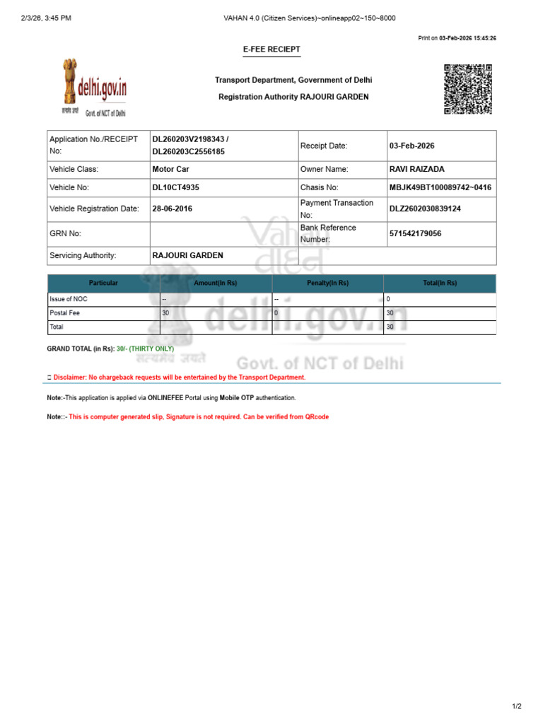 DL10CT4935 recp | PDF | Receipt