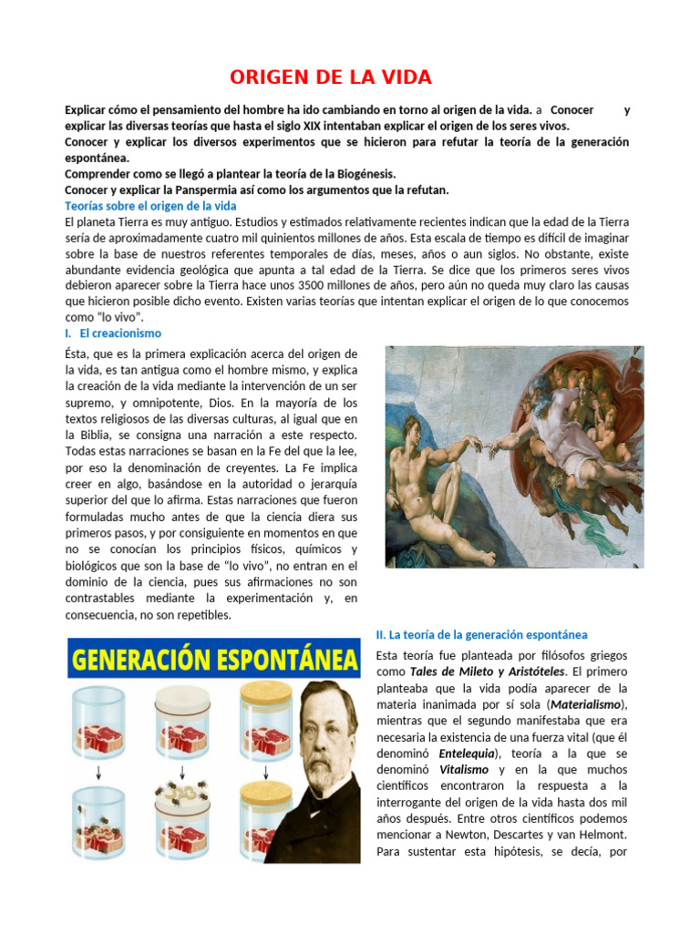 3. Teoria sobre el origen de la vida | PDF | Science