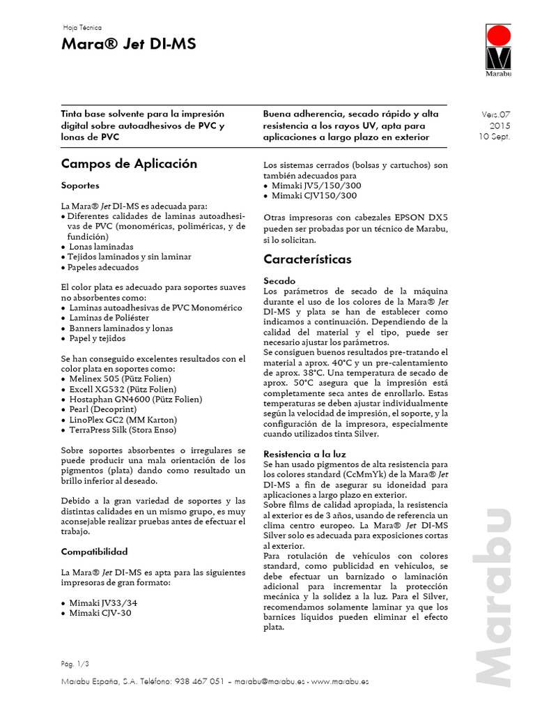 Di-Ms Mara R Jet v7 | PDF | Impresora (Computación) | Tinta