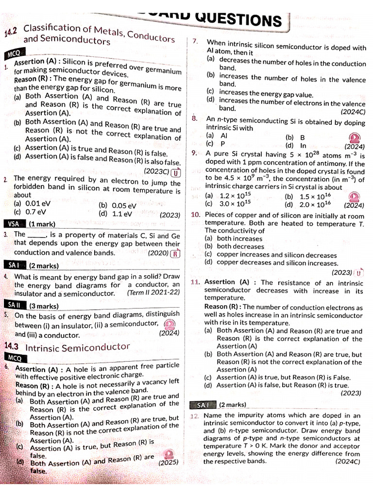 Physics Class 12th PYQ of CH - SEMICONDUCTOR | PDF