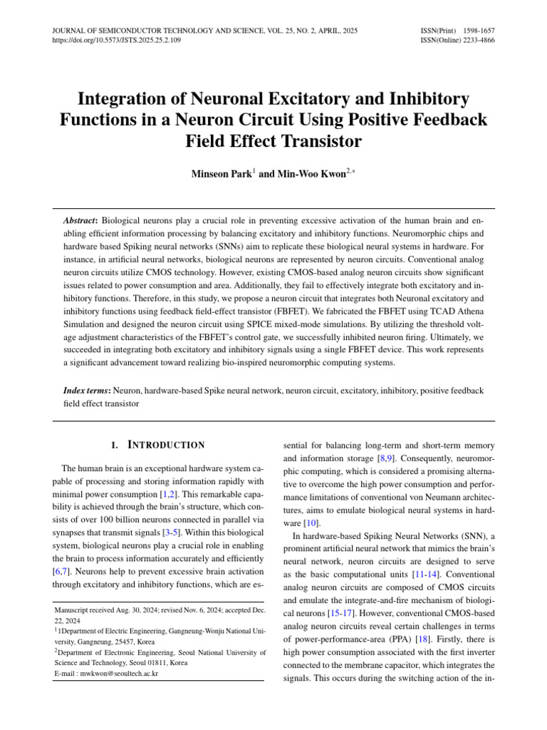 Integration of Neuronal Excitatory and Inhibitory | PDF | Neuron ...