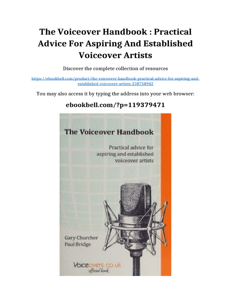 The Voiceover Handbook Practical Advice For Aspiring and Established