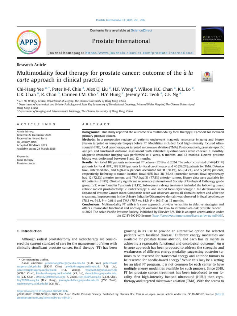 Multimodality Focal Therapy For Prostate Cancer | PDF | Magnetic ...