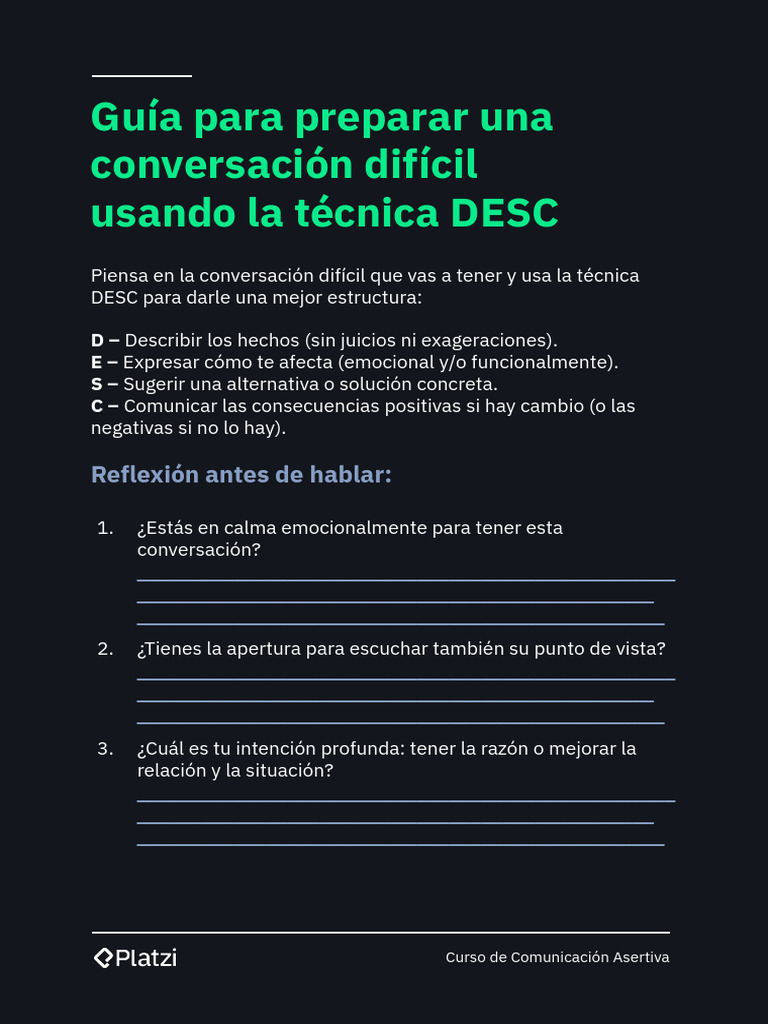 Guia para Preparar Una Conversacion Dificil Usando La Tecnica Desc | PDF