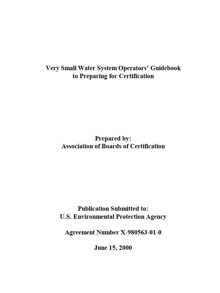 Very Small Water System Operators | PDF