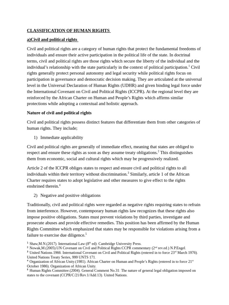 Civil and Political Rights | PDF | Human Rights | International Law