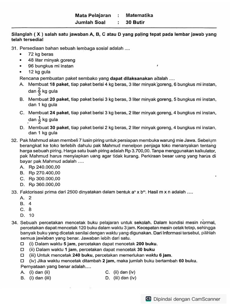 Soal TO TKA 2 Full | PDF