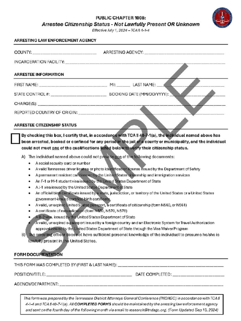 Public Chapter 1008 Form | PDF