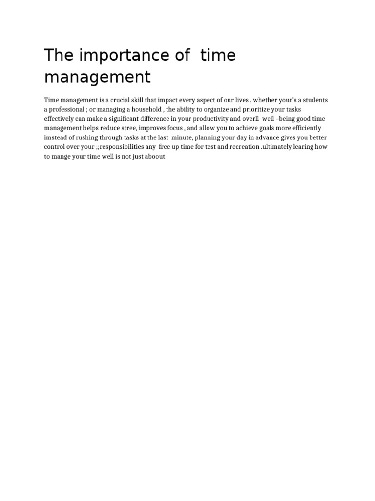 The Importance of Time Management | PDF