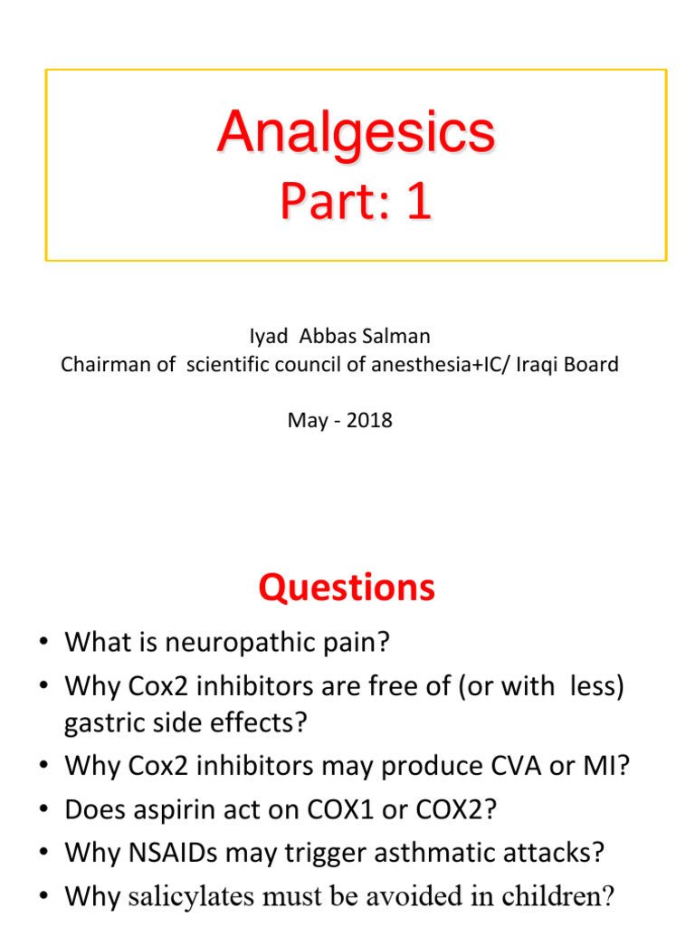 Analgesic 1 | PDF | Nonsteroidal Anti Inflammatory Drug | Analgesic