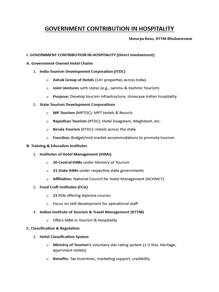 Government Contribution in Hospitality | PDF | Tourism | Subsidy
