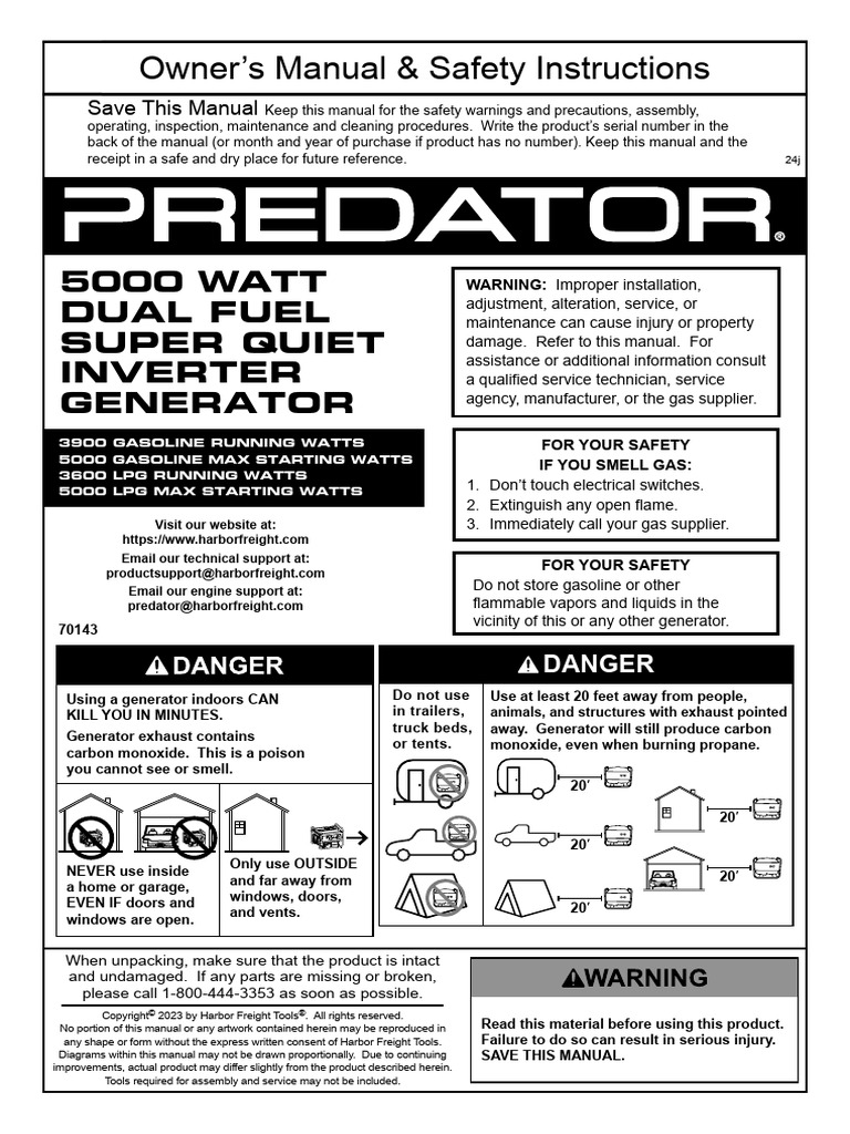 Manual 5000 Predator Inverter | PDF | Propane | Liquefied Petroleum Gas