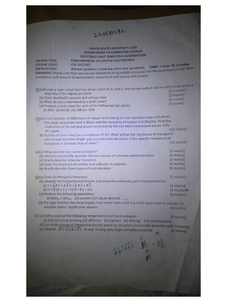 2023 - 2024 First Semester Exam | PDF