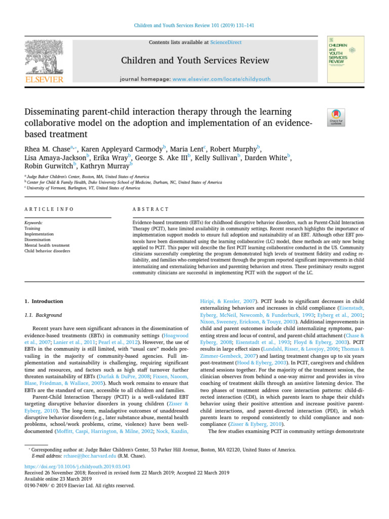 Disseminating Parent-child Interaction Therapy Through the Learning ...