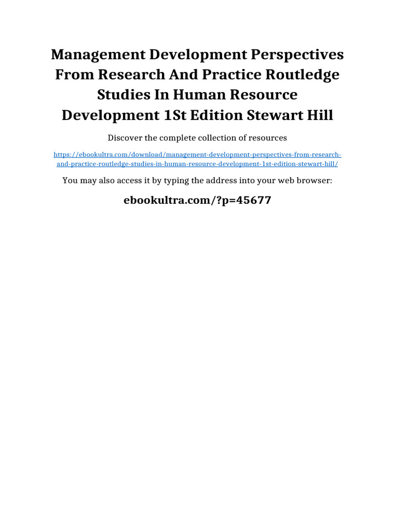 Management Development Perspectives from Research and Practice ...