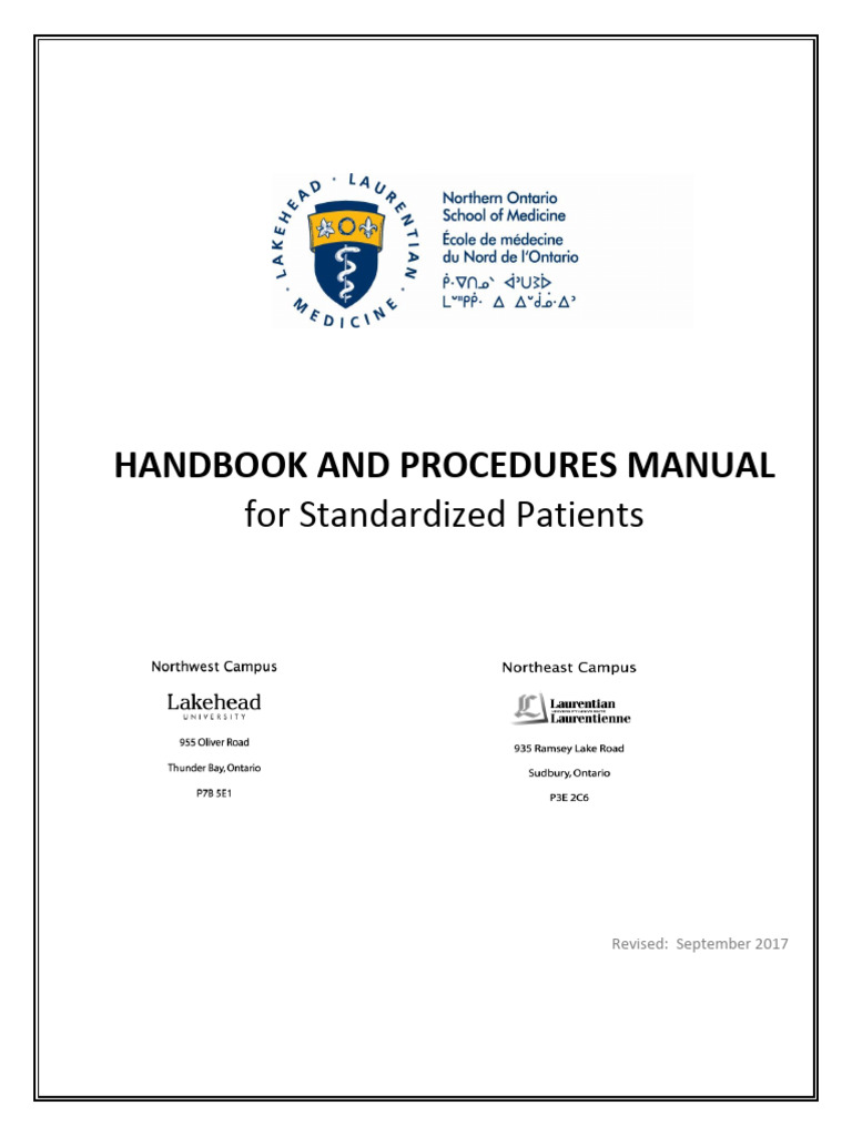 Handbook and Procedure Manual for SPs Sept2017 | PDF | Medicine ...
