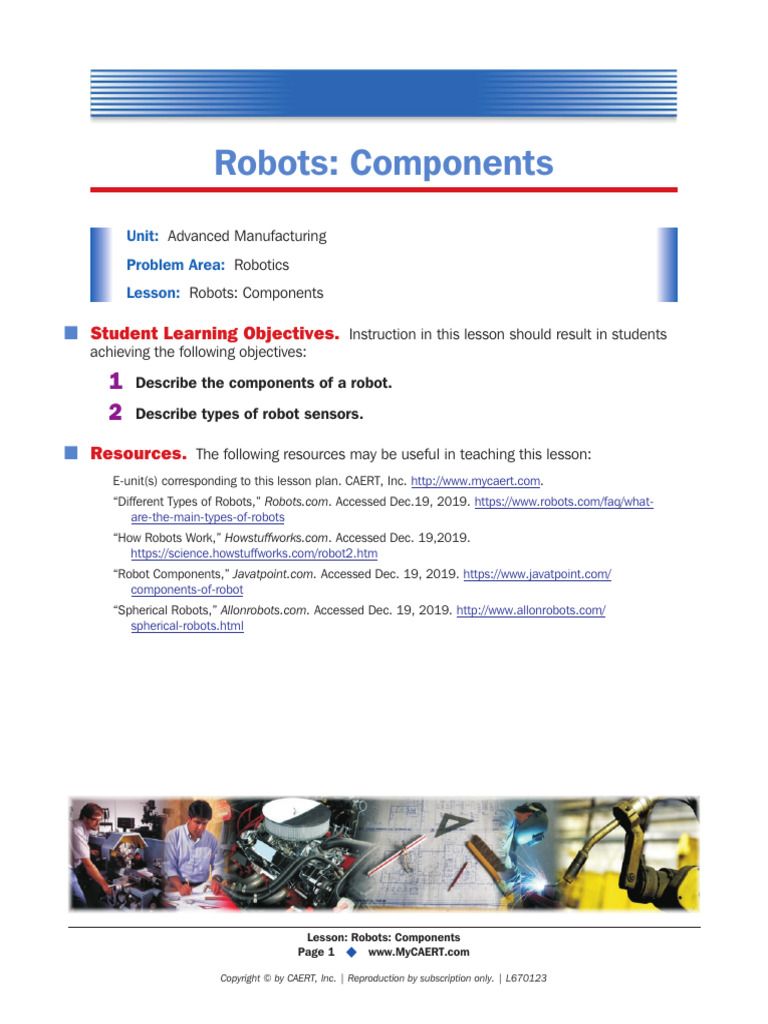 Components of Robots | PDF | Accelerometer | Actuator